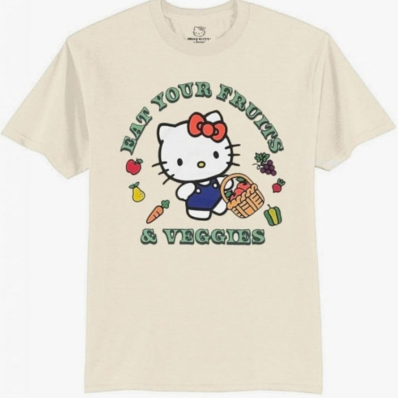Hello Kitty Tops - Sanrio Hello kitty NEW oversized graphic print tee fruits & veggies cute kawaii